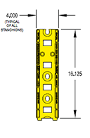 16 Inch (in) Length Stanchion